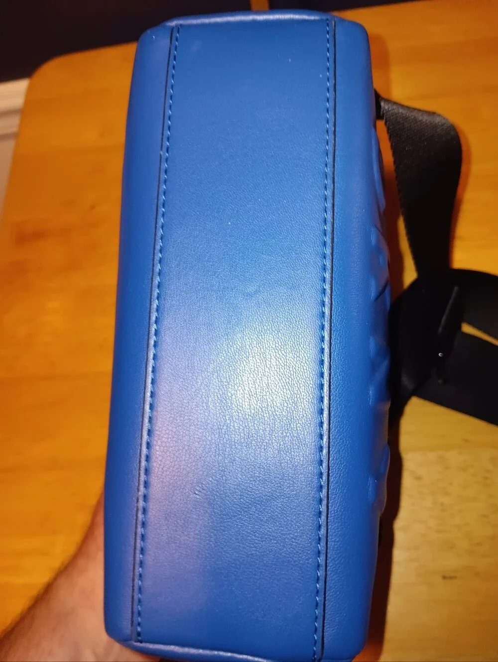 DKNY Blue Leather Crossbody Bag with Black Strap